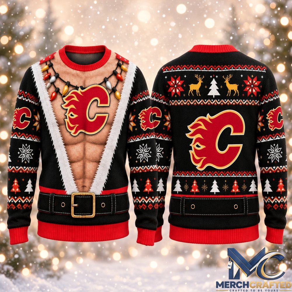 Calgary Flames Funny Body 2026 Ugly Christmas Sweater  Hockey Christmas Graphic Sweater for Flames Fans