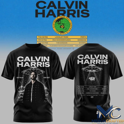Calvin Harris Australia Tour 2027 T-Shirt Perth Sydney Melbourne Concert Tee
