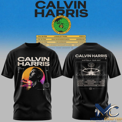 Calvin Harris Australia Tour 2027 T-Shirt Perth Sydney Melbourne Concert Tee