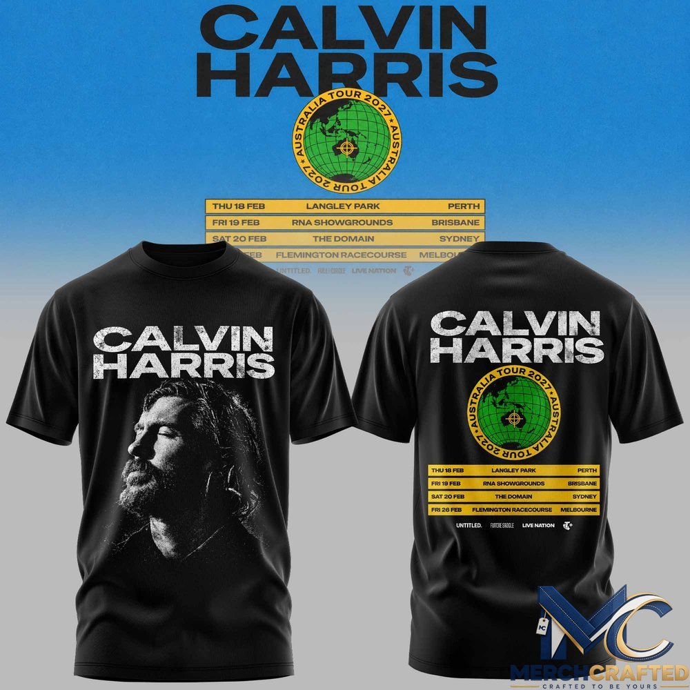 Calvin Harris Australia Tour 2027 T-Shirt Perth Sydney Melbourne Concert Tee
