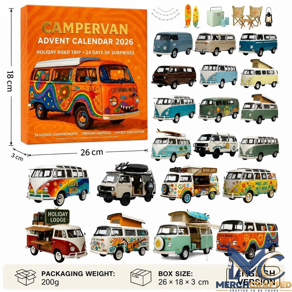Campervan Advent Calendar 2026 – Holiday Road Trip 24 Collectible Mini Bus Models Limited Edition