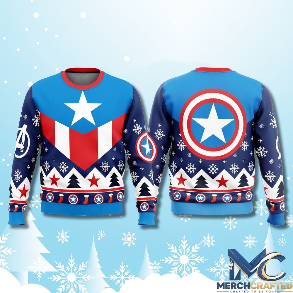 Captain America Costume Ugly Christmas Sweater