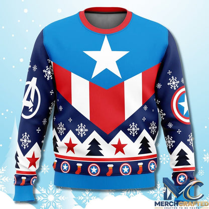 Captain America Costume Ugly Christmas Sweater