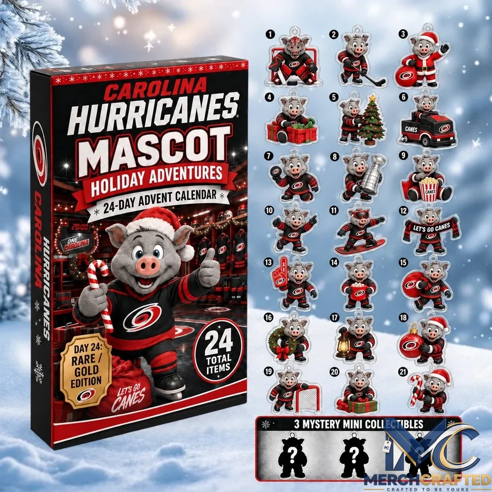 Carolina Hurricanes Mascot Advent Calendar 24 Day Hockey Christmas Countdown Collectible Gift for Fans