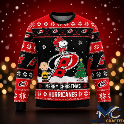Carolina Hurricanes Snoopy Charlie Brown Ugly Christmas Sweater 2026 Knit Jumper Hockey Holiday Gift