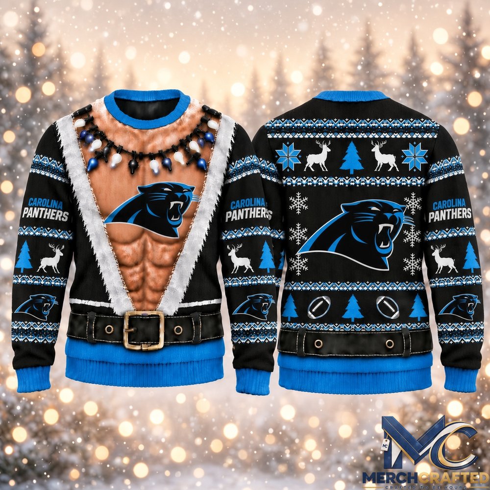 Carolina Panthers Funny Body 2026 Ugly Christmas Sweater  Football Christmas Graphic Sweater for Panthers Fans