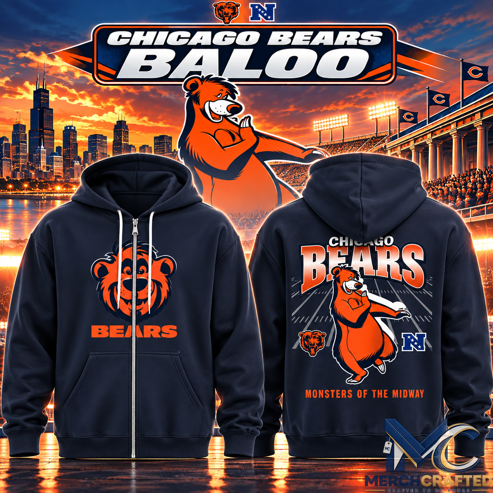 Chicago Bears Baloo Monsters of the Midway Navy Zip Hoodie