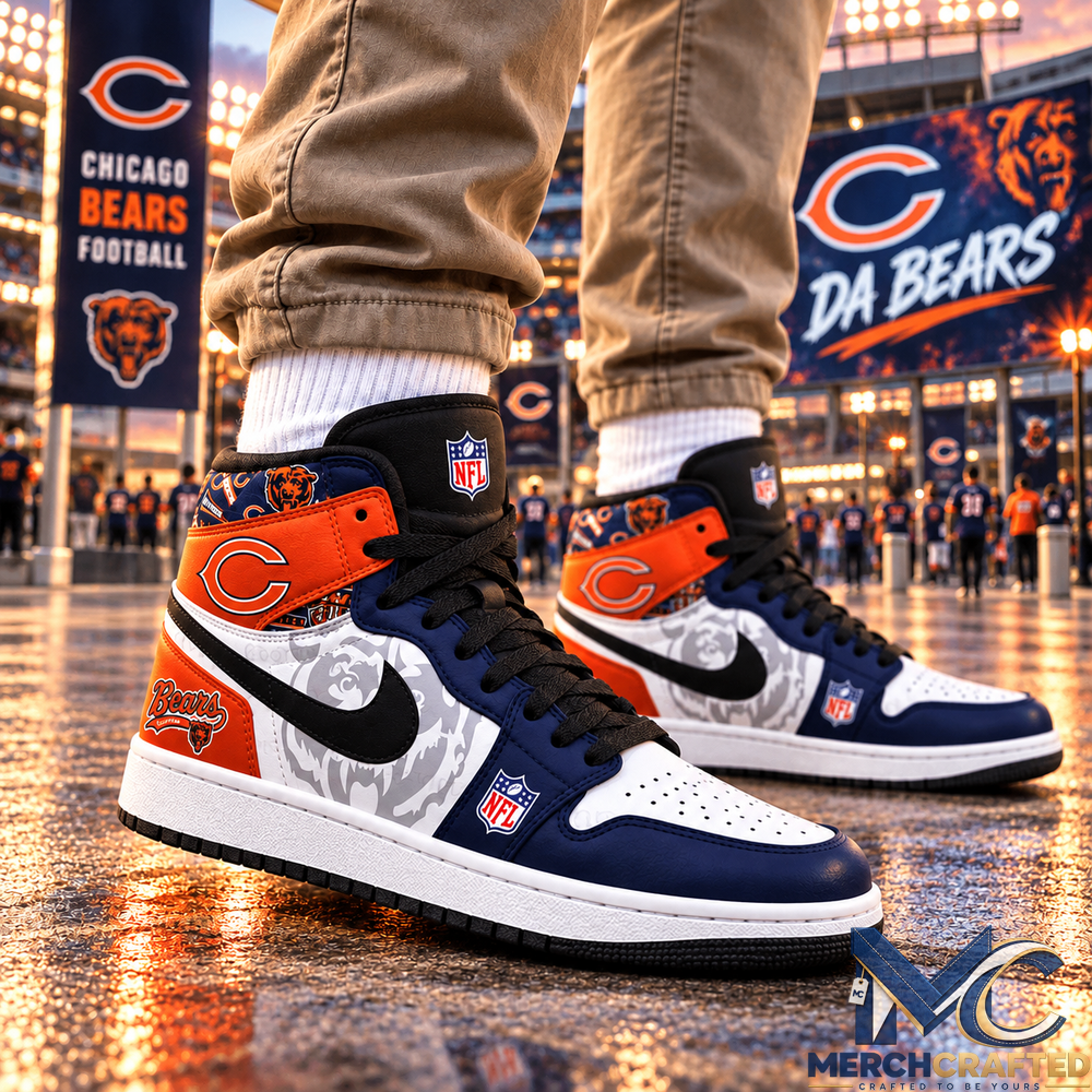 Chicago Bears Football Navy Orange High Top Shoes For Fans