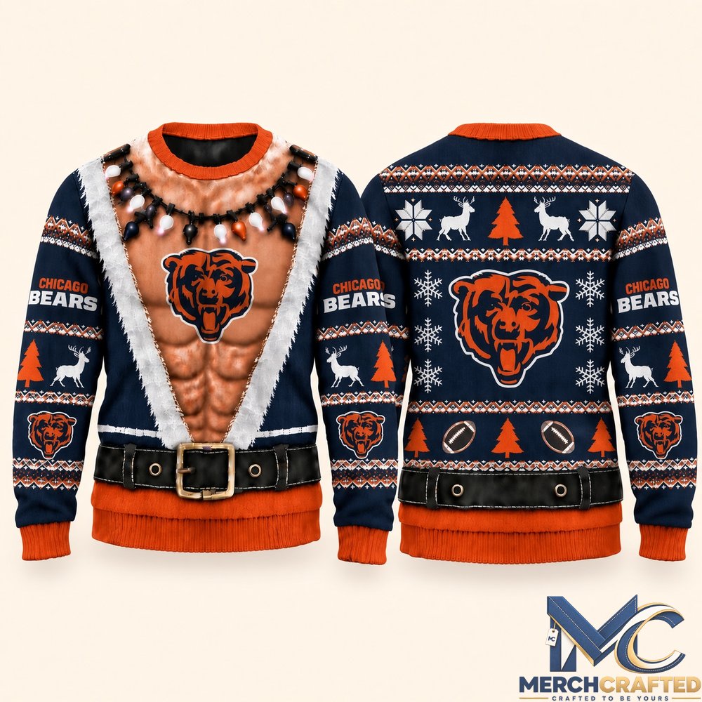Chicago Bears Funny Body 2026 Ugly Christmas Sweater  Football Christmas Graphic Sweater for Bears Fans
