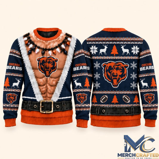 Chicago Bears Funny Body 2026 Ugly Christmas Sweater  Football Christmas Graphic Sweater for Bears Fans