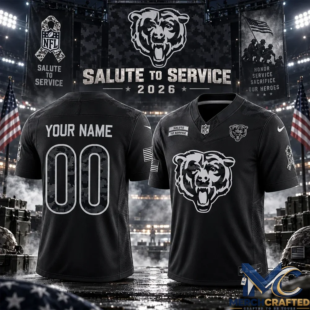 Chicago Bears Salute To Service 2026 Black Personalized Football Jersey