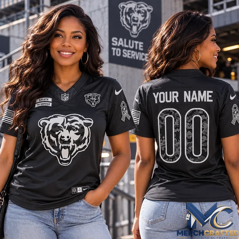 Chicago Bears Salute To Service 2026 Black Personalized Football Jersey
