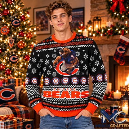 Chicago Bears Ugly Christmas Sweater Football Holiday Sweater for Men and Women