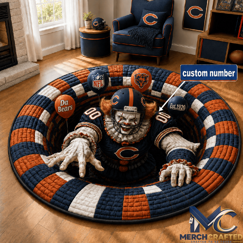 Chicago Bears x Pennywise 2026 Halloween Custom Number Special Quilted Round Rug