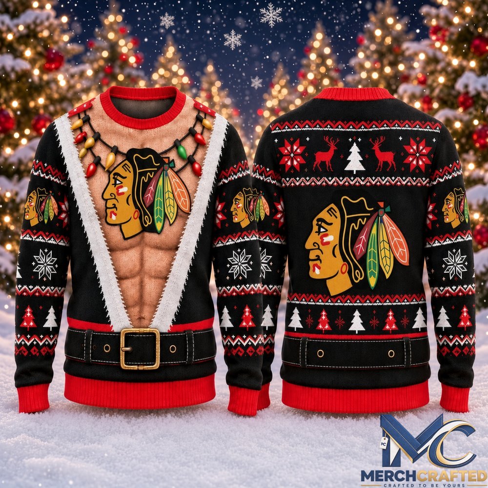Chicago Blackhawks Funny Body 2026 Ugly Christmas Sweater  Hockey Christmas Graphic Sweater for Blackhawks Fans