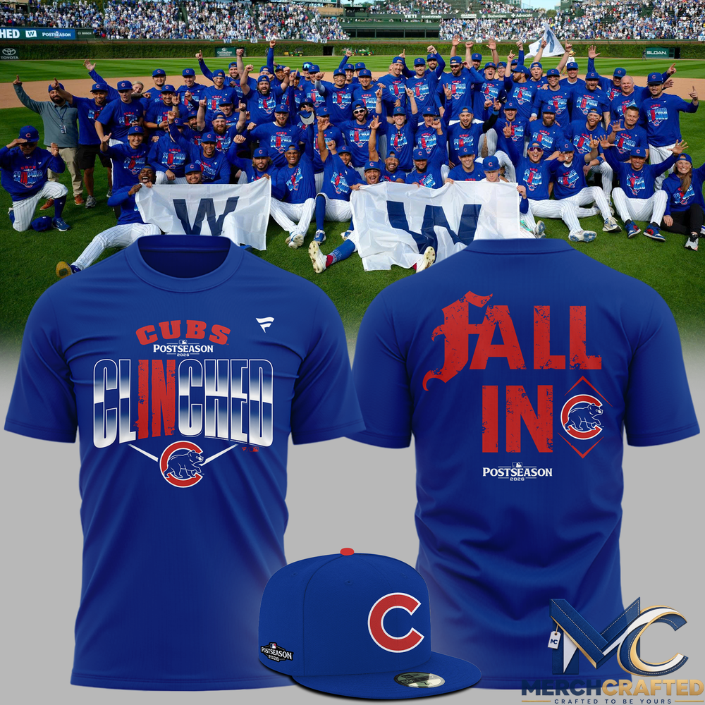Chicago Cubs Postseason 2026 T-Shirt Clinched Fly the W Baseball Tee