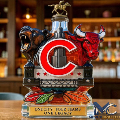 Chicago Sports One City Four Teams One Legacy Whiskey Decanter