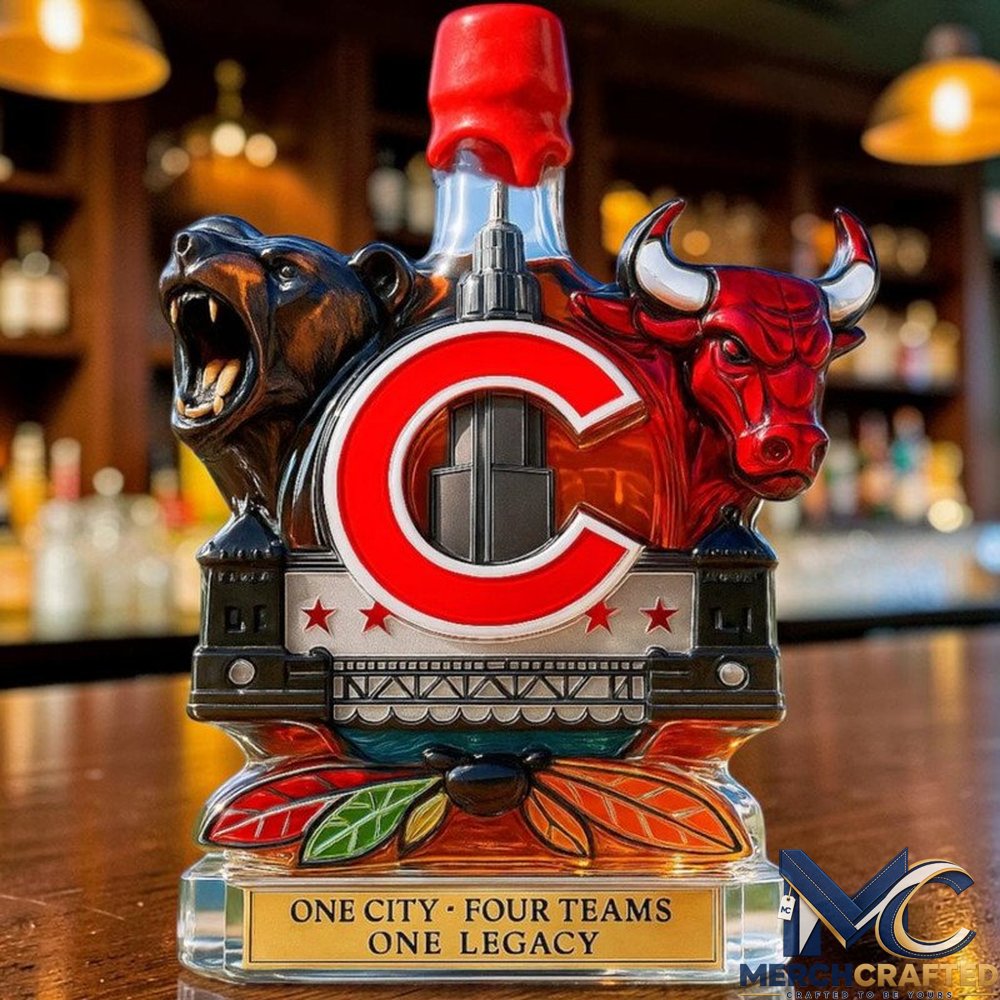 Chicago Sports One City Four Teams One Legacy Whiskey Decanter