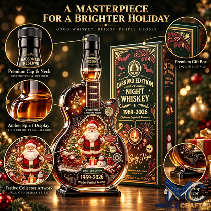 Christmas Holiday Guitar Shaped Whiskey Decanter