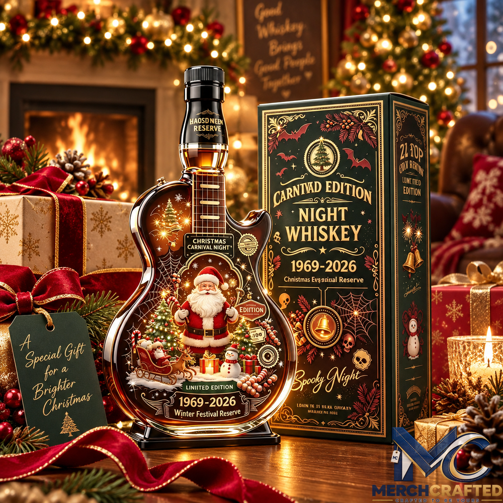 Christmas Holiday Guitar Shaped Whiskey Decanter