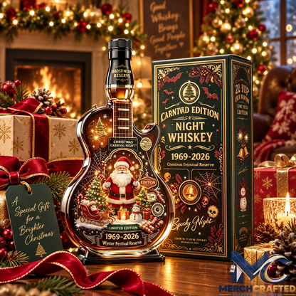 Christmas Holiday Guitar Shaped Whiskey Decanter