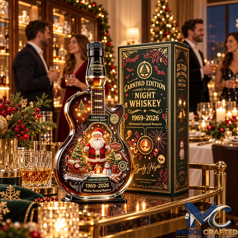 Christmas Holiday Guitar Shaped Whiskey Decanter