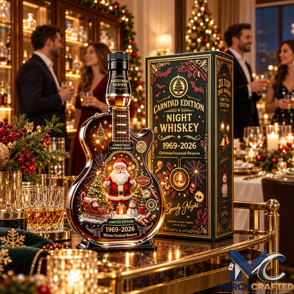 Christmas Holiday Guitar Shaped Whiskey Decanter
