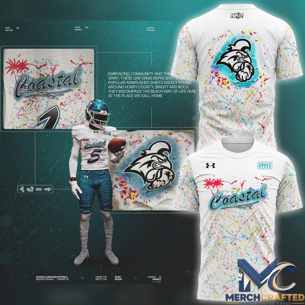 Coastal Carolina Chanticleers Football Paint Splash Shirt