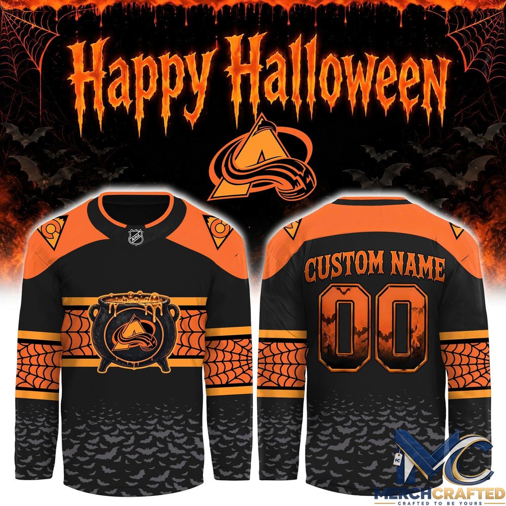 Colorado Avalanche Halloween 2026 Custom Hockey Jersey – Cauldron x Spiderweb Design