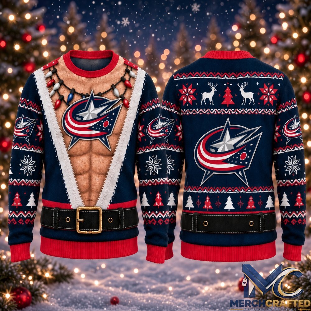 Columbus Blue Jackets Funny Body 2026 Ugly Christmas Sweater  Hockey Christmas Graphic Sweater for Blue Jackets Fans