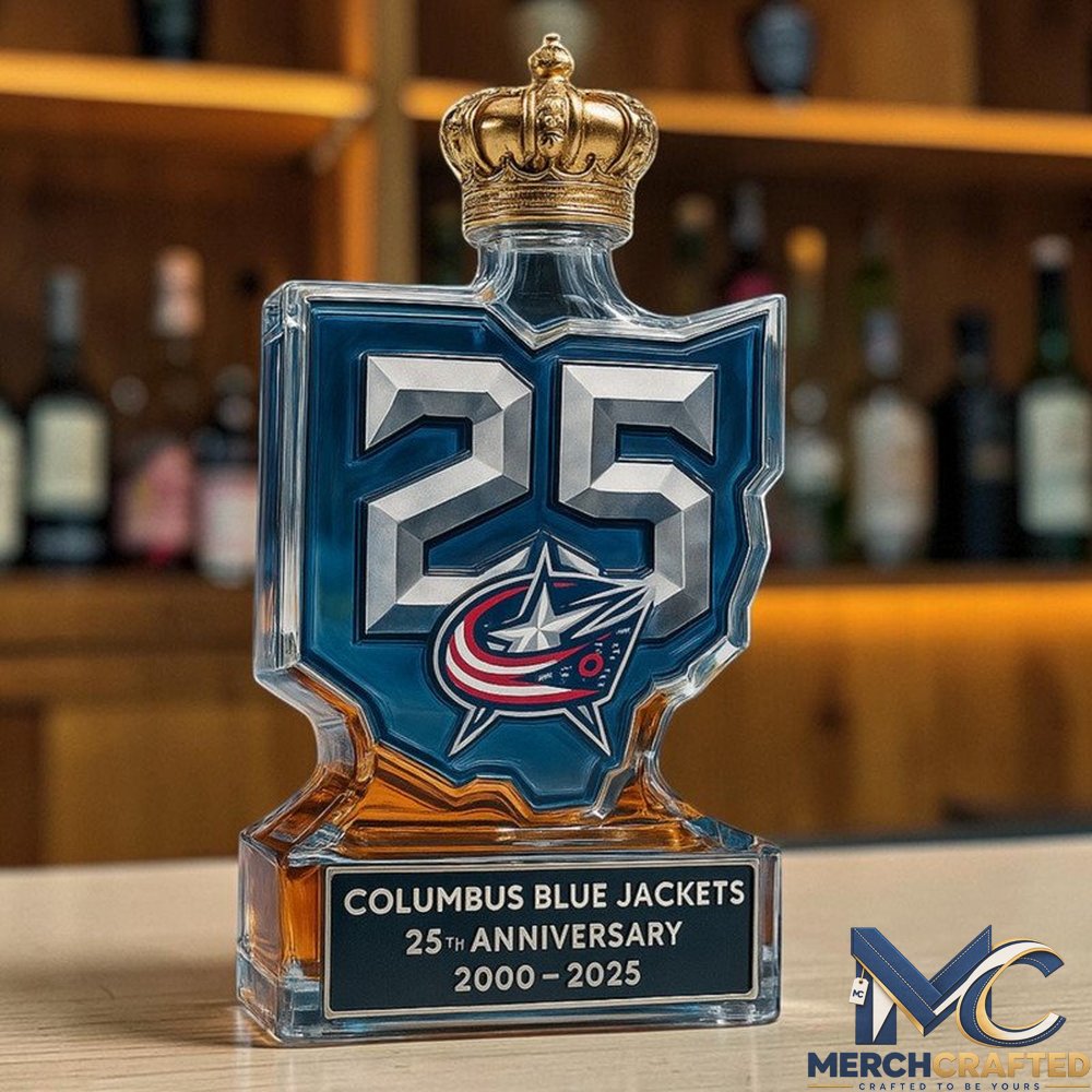 Columbus Blue Jackets Logo 25th Anniversary Whiskey Decanter
