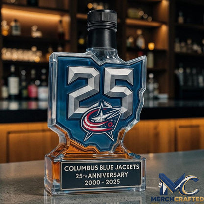 Columbus Blue Jackets Logo 25th Anniversary Whiskey Decanter