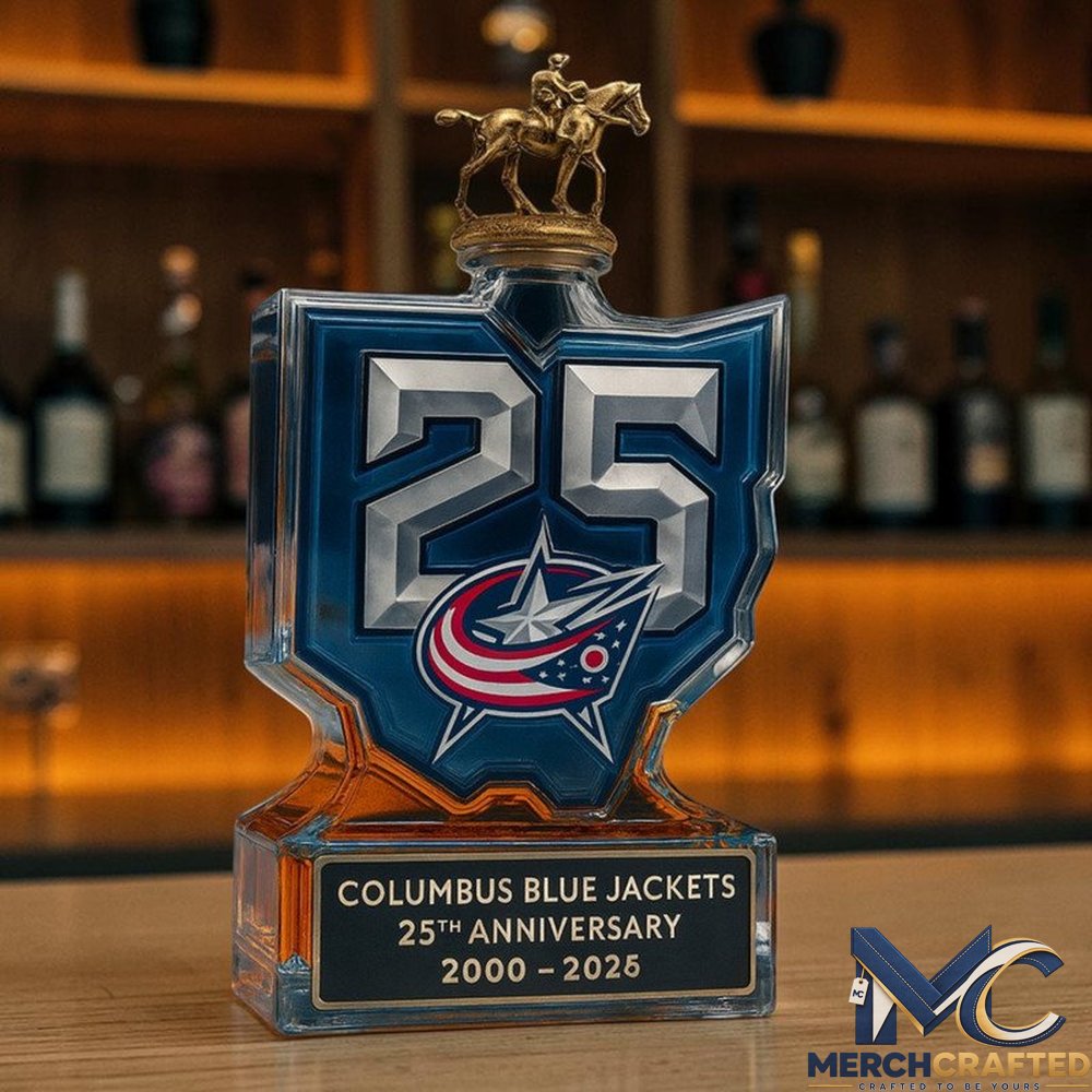 Columbus Blue Jackets Logo 25th Anniversary Whiskey Decanter