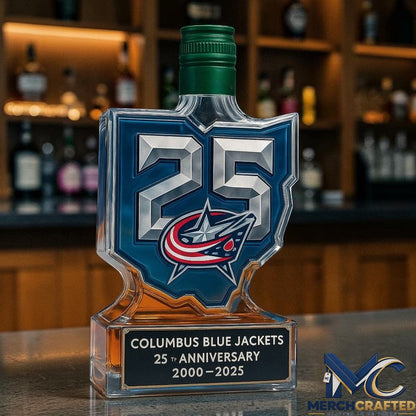 Columbus Blue Jackets Logo 25th Anniversary Whiskey Decanter