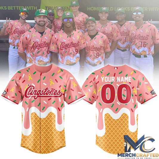 Columbus Clingstones Cure Cancer Night Custom Name Baseball Jersey