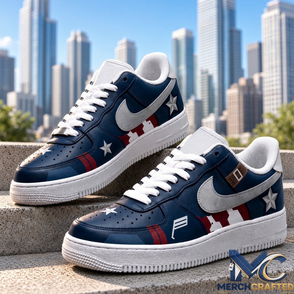 Custom Captain America Nike Air Force 1 Sneakers 2026 Avengers Endgame Navy Stars Stripes Low Top Shoes