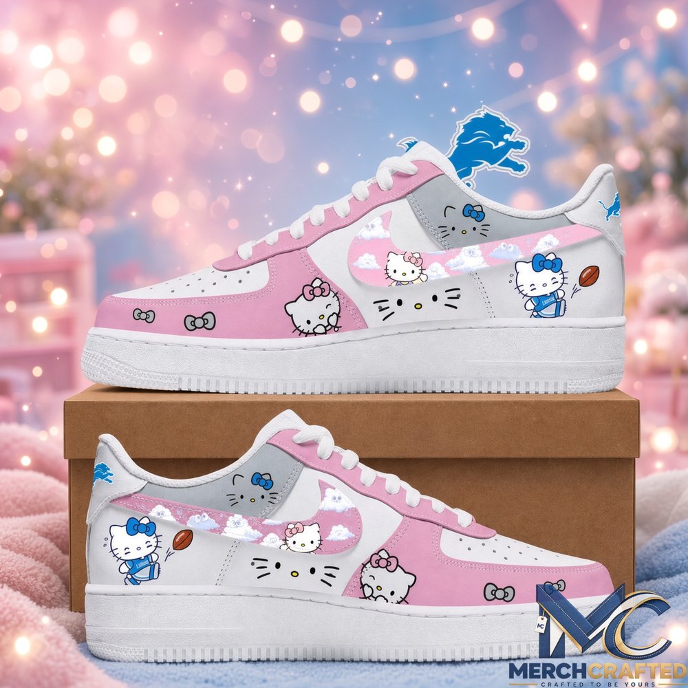 Custom Detroit Lions x Hello Kitty Night 2026 Pink Sneakers