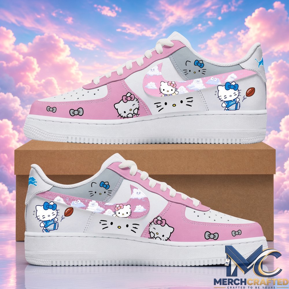 Custom Detroit Lions x Hello Kitty Night 2026 Pink Sneakers