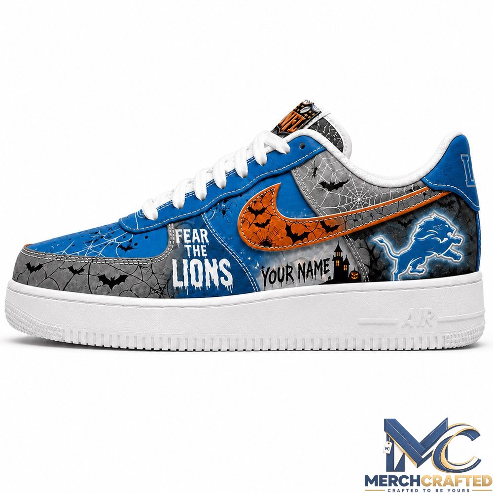Custom Name Detroit Lions Fear The Lions Halloween Sneakers