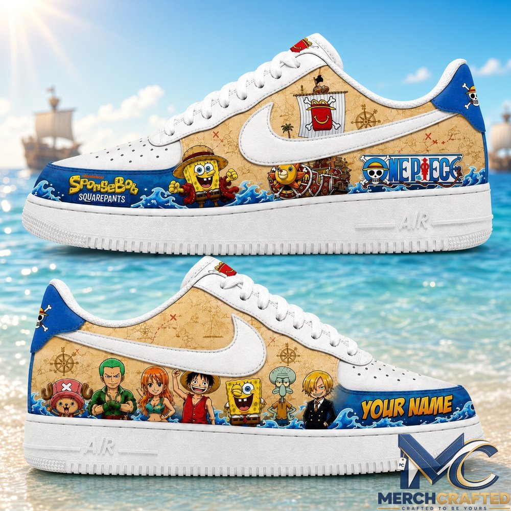 Custom Name One Piece x SpongeBob Sneakers