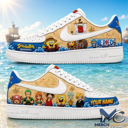 Custom Name One Piece x SpongeBob Sneakers