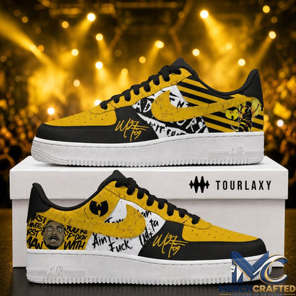Custom Wu-Tang Clan Sneakers  Yellow and Black Hip Hop Shoes for Music Fans