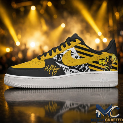 Custom Wu-Tang Clan Sneakers  Yellow and Black Hip Hop Shoes for Music Fans