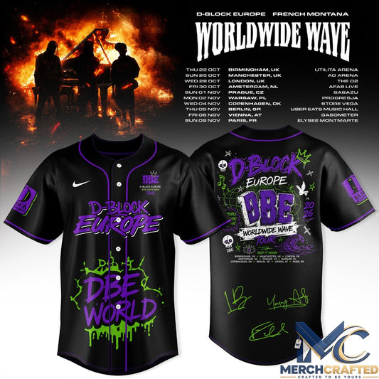 D-Block Europe Worldwide Wave Tour 2026 Street Style Baseball Jersey