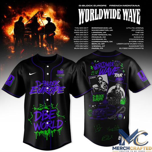 D-Block Europe Worldwide Wave Tour 2026 Street Style Nike Baseball Jersey