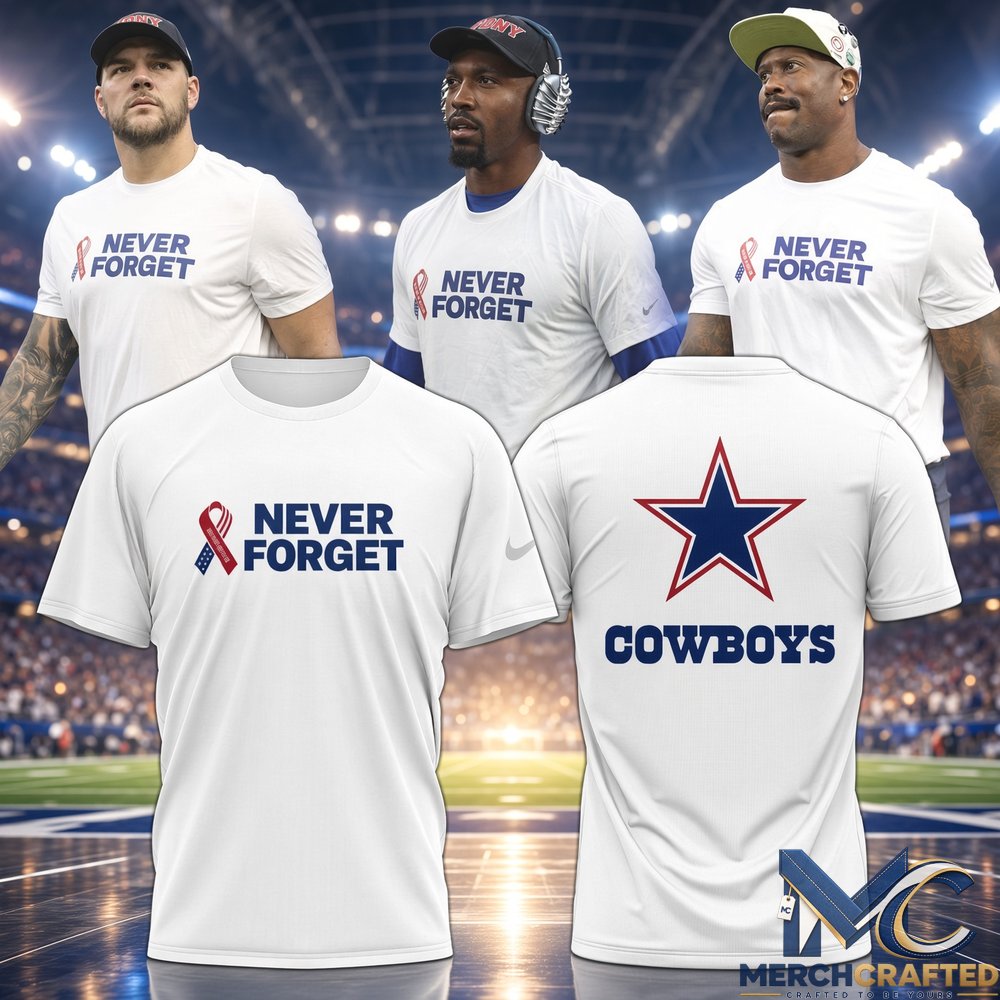 Dallas Cowboys Never Forget T-Shirt – Limited Edition White 911 Tribute Tee