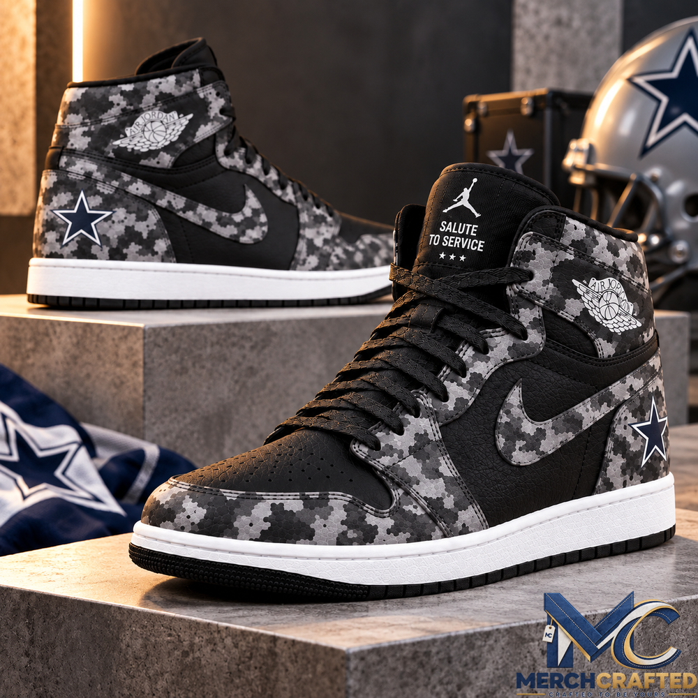 Dallas Cowboys Salute to Service 2026 Black Camo High Top Shoes for Men and Women