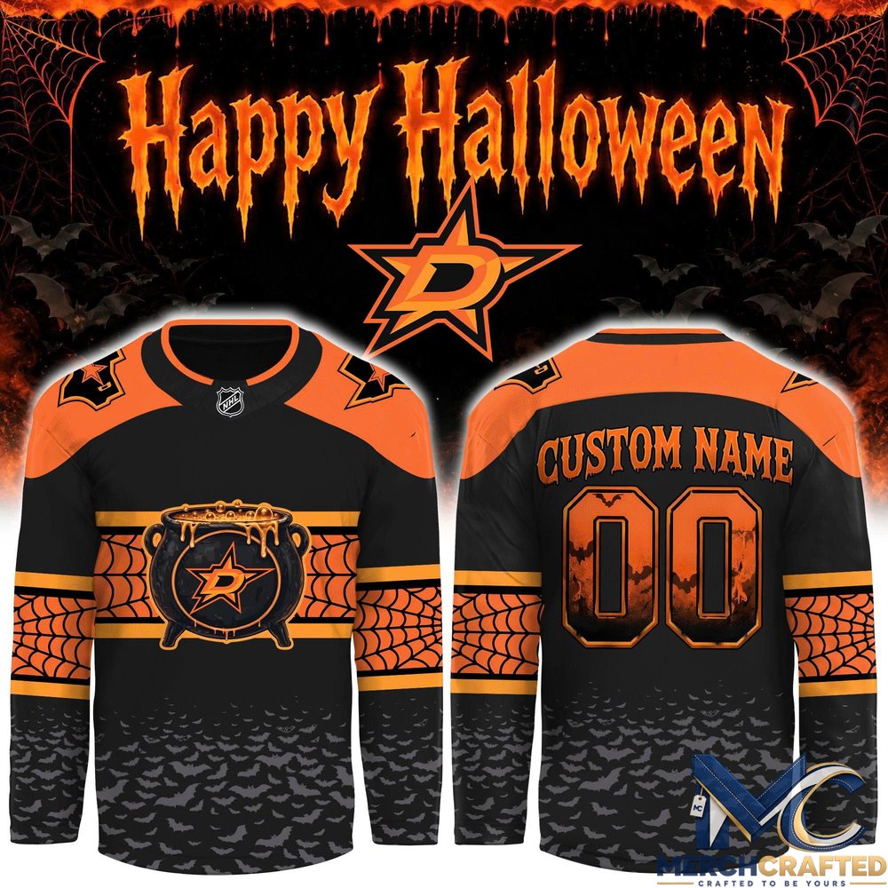 Dallas Stars Halloween 2026 Custom Hockey Jersey – Cauldron x Spiderweb Design
