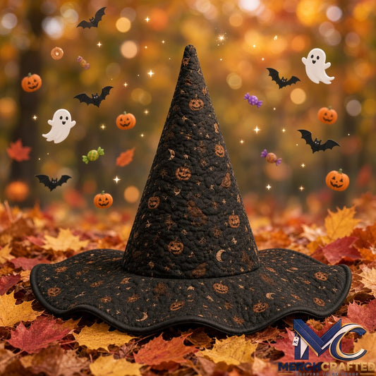 Dark Pumpkin Moon Halloween 2026 Limited Quilted Witch Hat Black Costume Hat