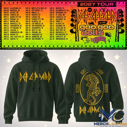 Def Leppard & Goo Goo Dolls 2027 Tour Black Rock Band Hoodie